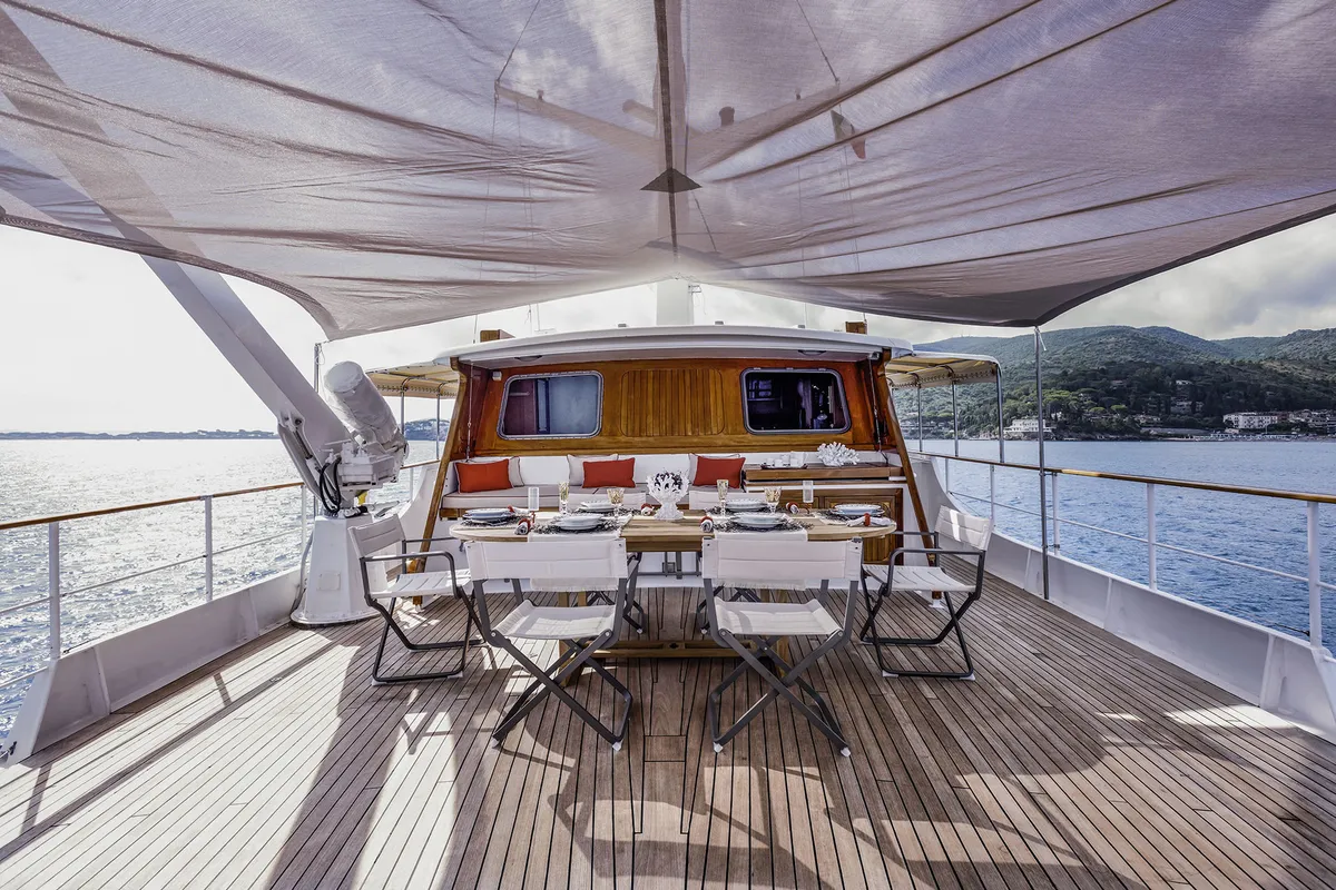 Deck of Five Angels - Motor yacht, a Gulet Motoryacht motor yacht at Castellammare di Stabia, Italy