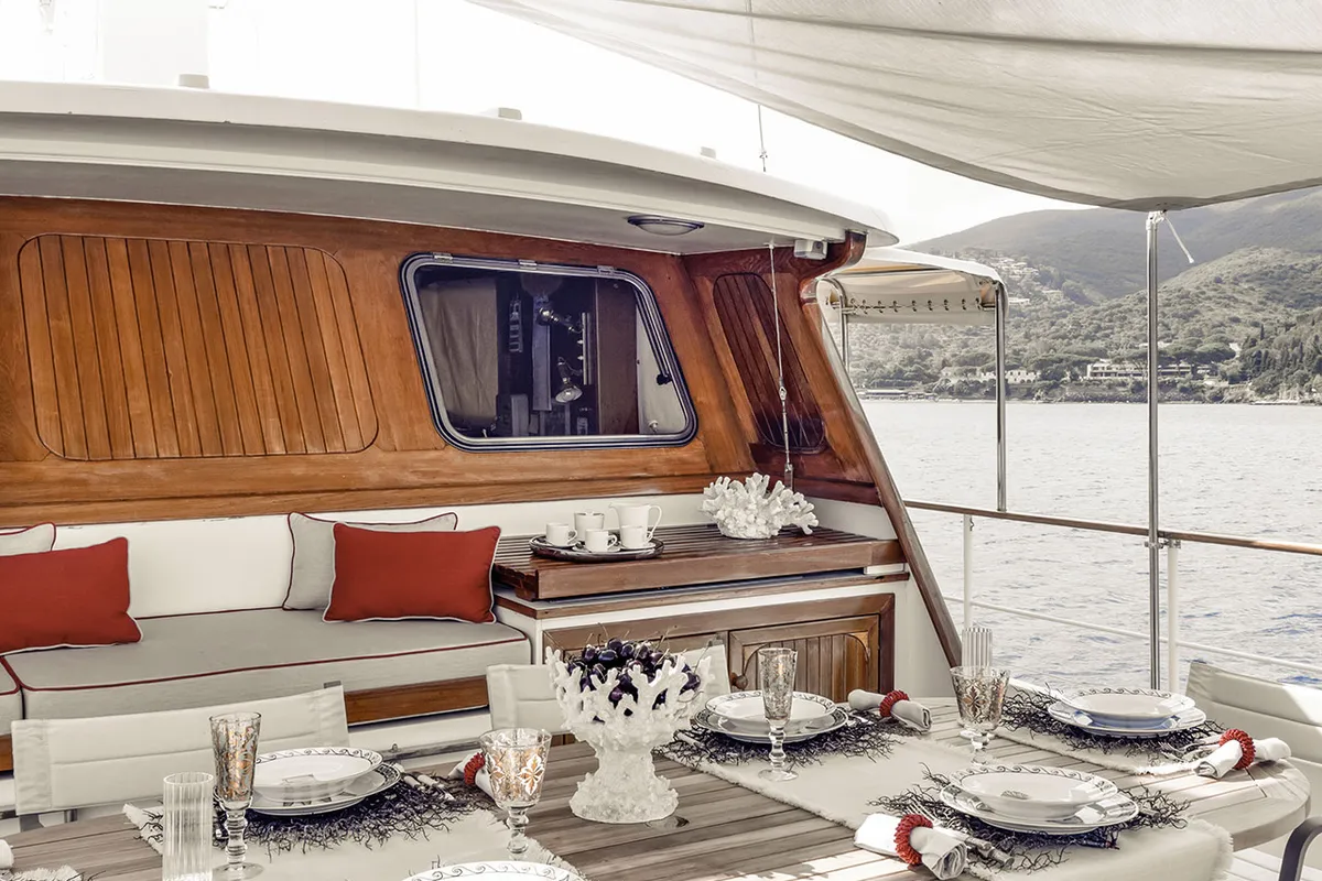 Deck of Five Angels - Motor yacht, a Gulet Motoryacht motor yacht at Castellammare di Stabia, Italy