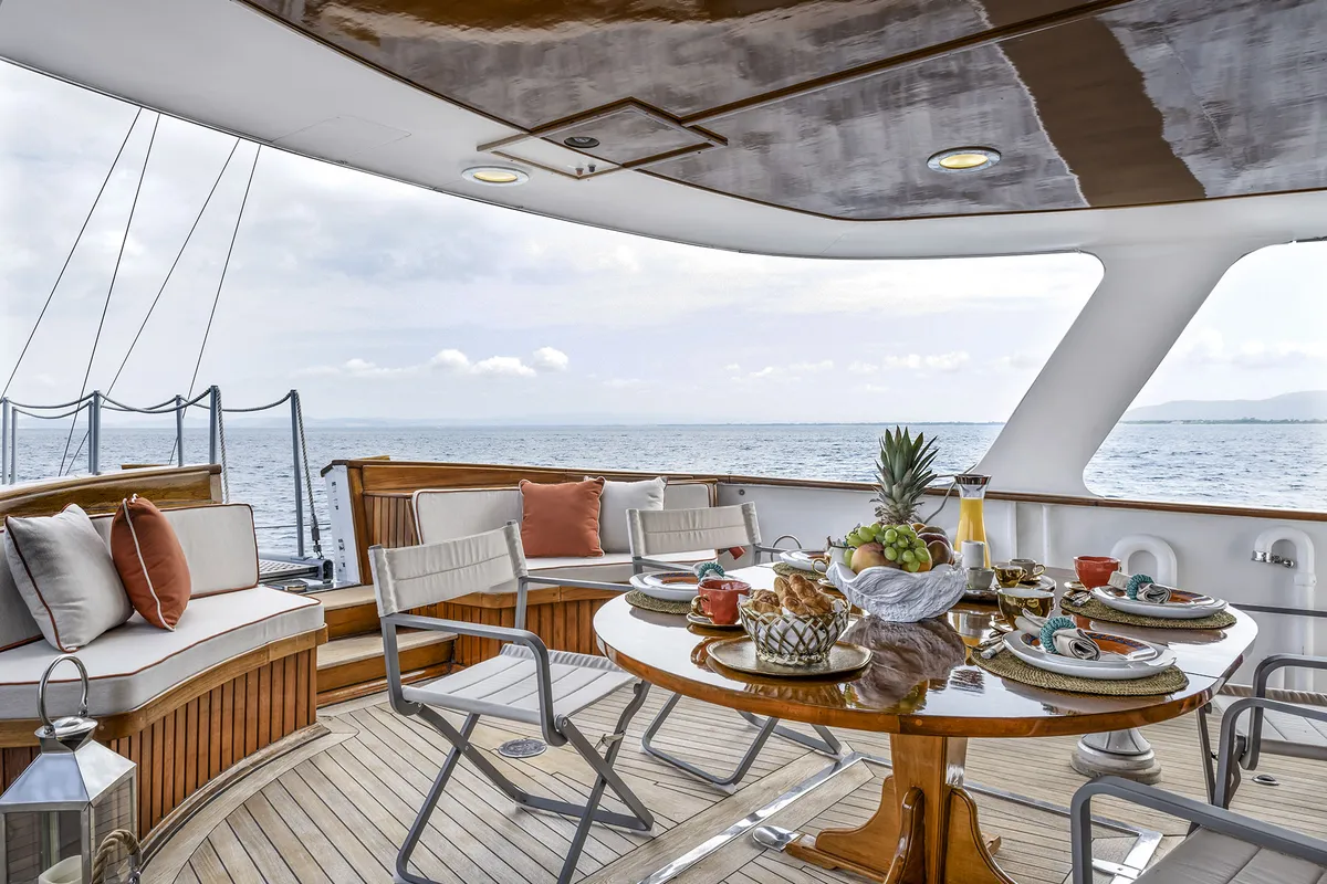 Deck of Five Angels - Motor yacht, a Gulet Motoryacht motor yacht at Castellammare di Stabia, Italy