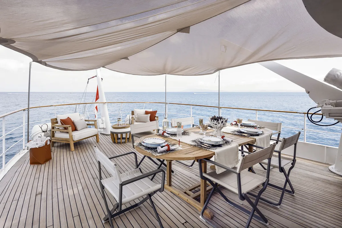 Deck of Five Angels - Motor yacht, a Gulet Motoryacht motor yacht at Castellammare di Stabia, Italy