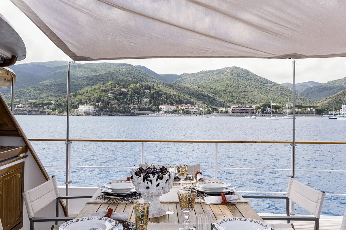 Deck of Five Angels - Motor yacht, a Gulet Motoryacht motor yacht at Castellammare di Stabia, Italy