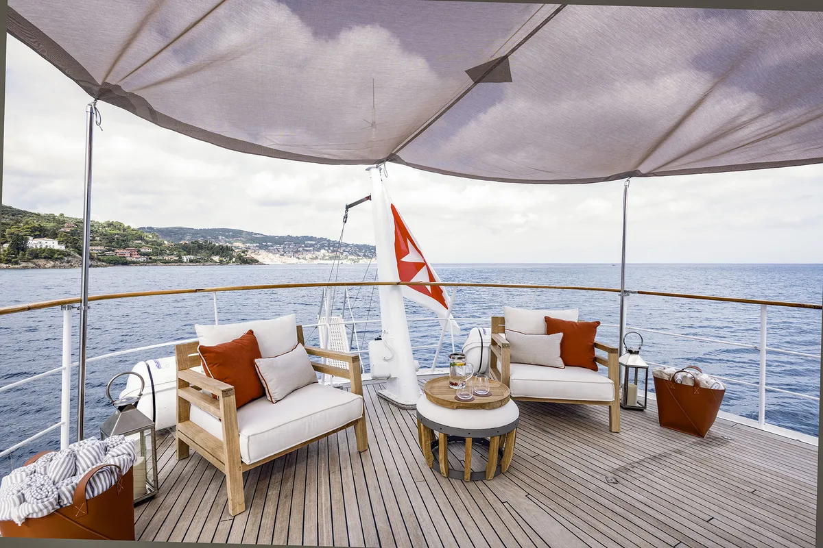 Deck of Five Angels - Motor yacht, a Gulet Motoryacht motor yacht at Castellammare di Stabia, Italy
