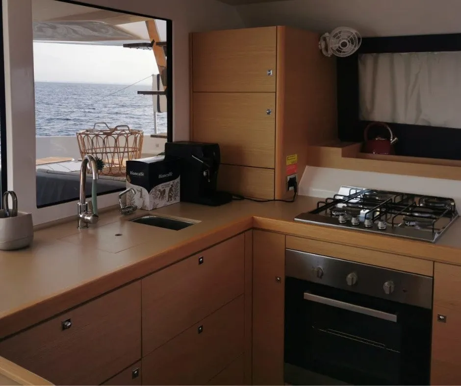 Galley of Olga, a Dufour 48 Catamaran catamaran at Salerno, Italy
