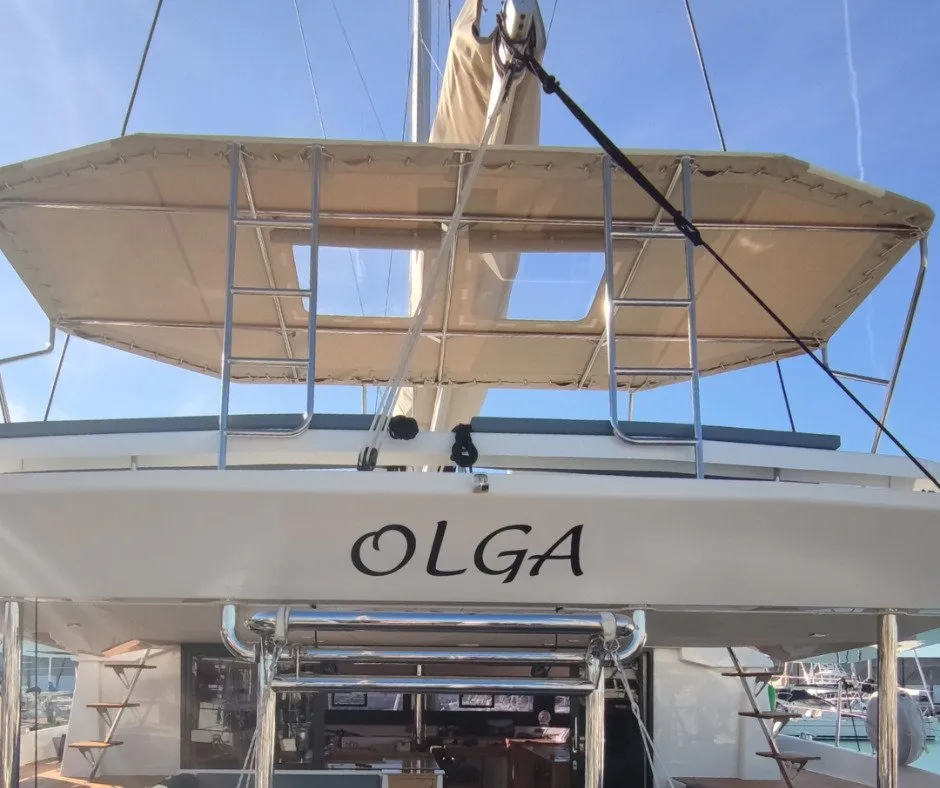 Deck of Olga, a Dufour 48 Catamaran catamaran at Salerno, Italy