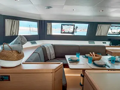 Salon of Olga, a Dufour 48 Catamaran catamaran at Salerno, Italy