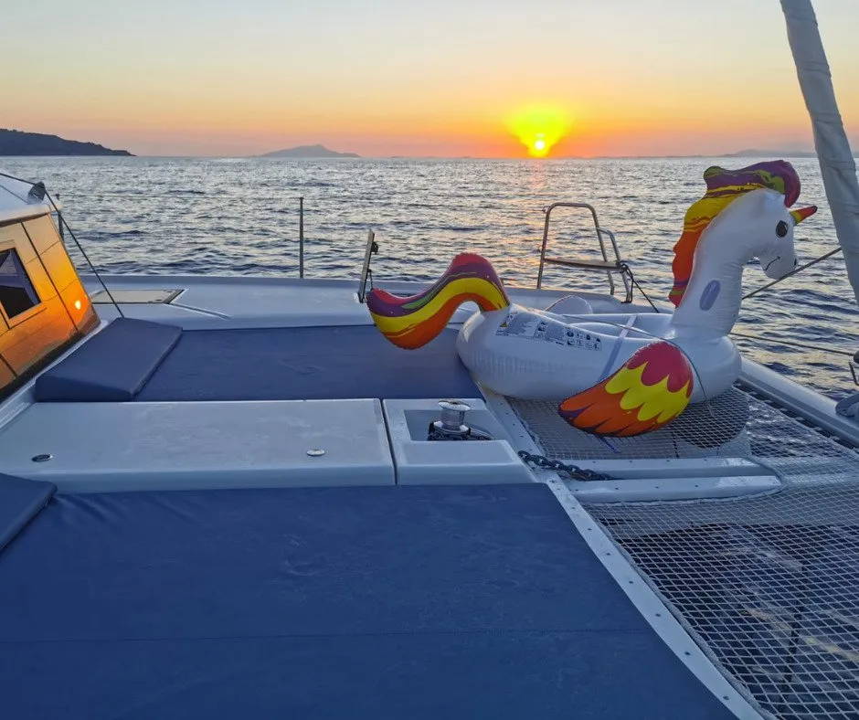 Deck of Olga, a Dufour 48 Catamaran catamaran at Salerno, Italy