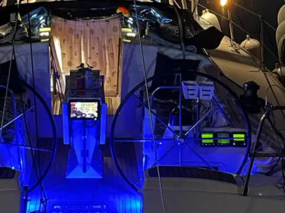 Cockpit of Roxani, a Elan 45 sailboat at Sithonia Municipal Unit, Greece