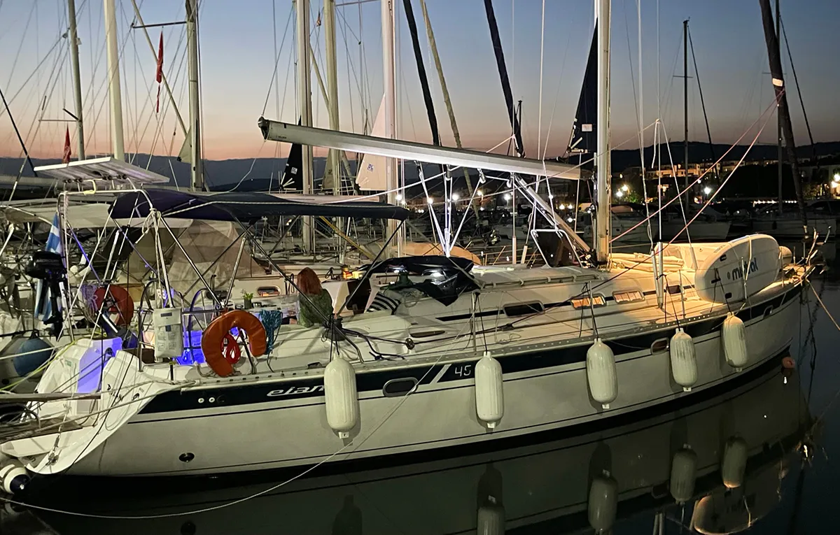 Exterior view of Roxani, a Elan 45 sailboat at Sithonia Municipal Unit, Greece