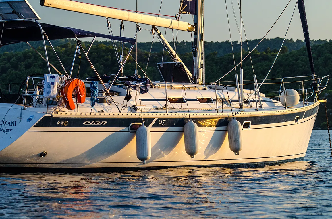 Exterior view of Roxani, a Elan 45 sailboat at Sithonia Municipal Unit, Greece