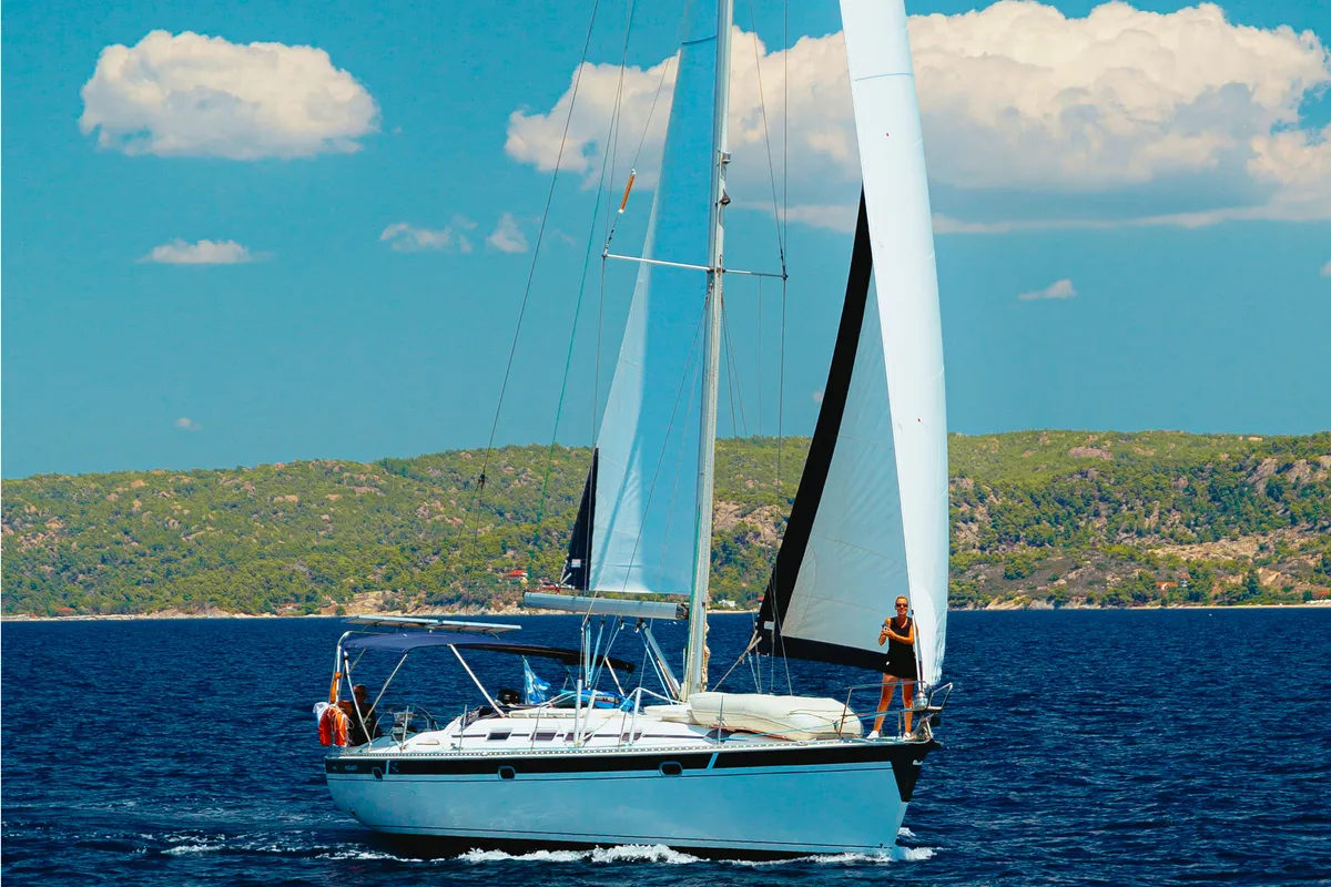 Exterior view of Roxani, a Elan 45 sailboat at Sithonia Municipal Unit, Greece