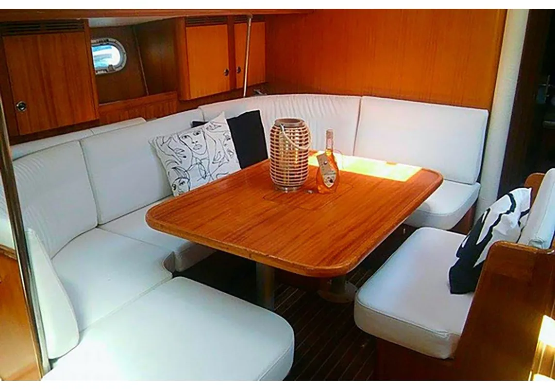 Salon of Roxani, a Elan 45 sailboat at Sithonia Municipal Unit, Greece