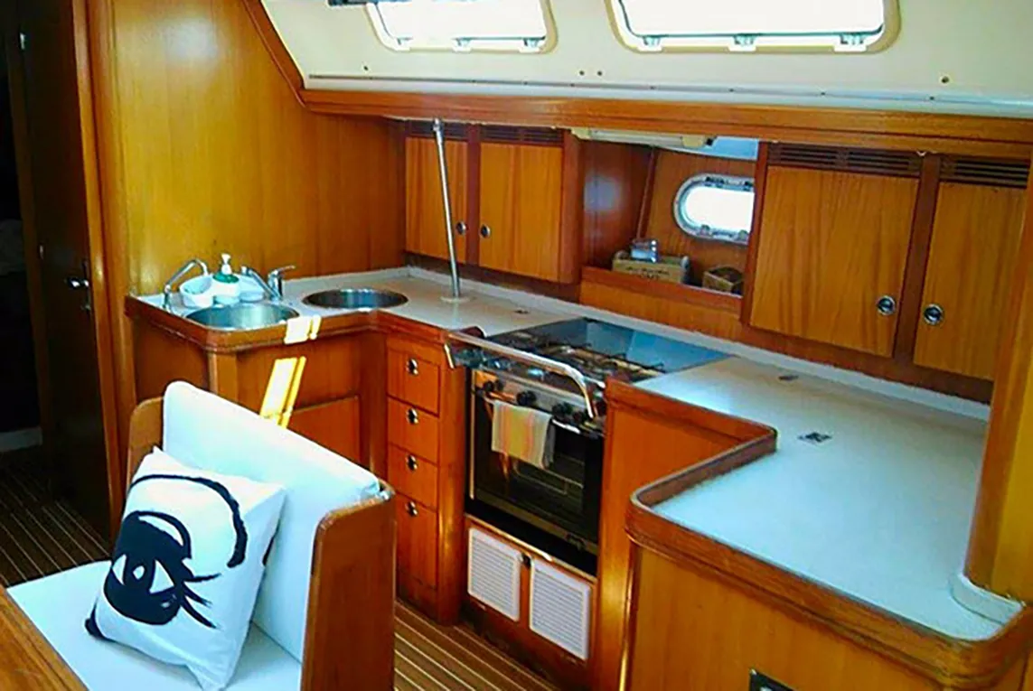 Galley of Roxani, a Elan 45 sailboat at Sithonia Municipal Unit, Greece