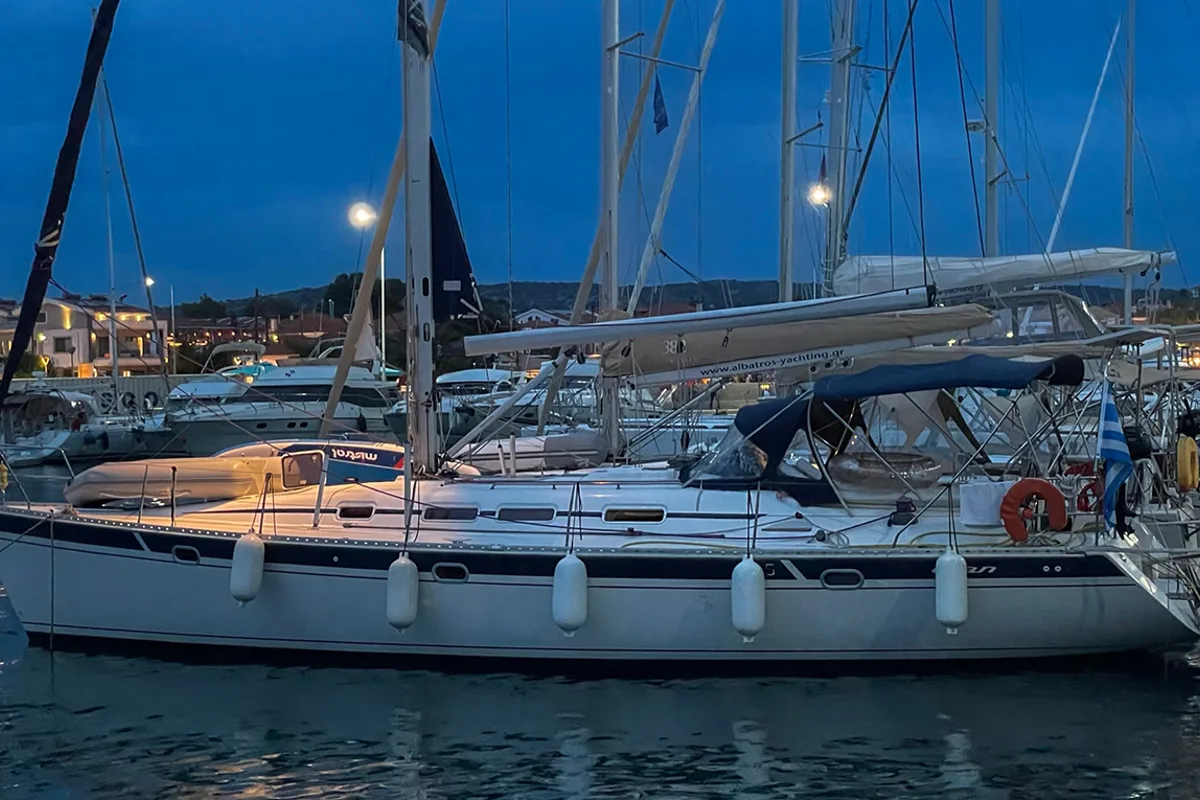 Exterior view of Roxani, a Elan 45 sailboat at Sithonia Municipal Unit, Greece