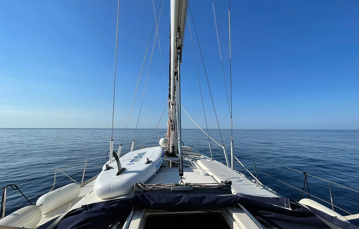 Deck of Roxani, a Elan 45 sailboat at Sithonia Municipal Unit, Greece