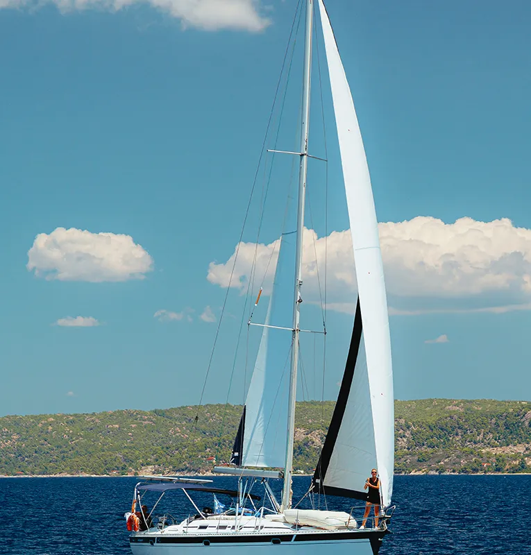 Exterior view of Roxani, a Elan 45 sailboat at Sithonia Municipal Unit, Greece