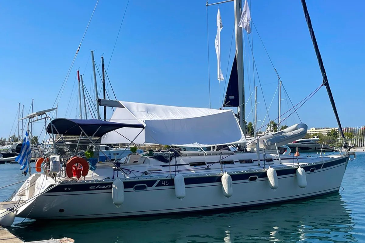 Exterior view of Roxani, a Elan 45 sailboat at Sithonia Municipal Unit, Greece