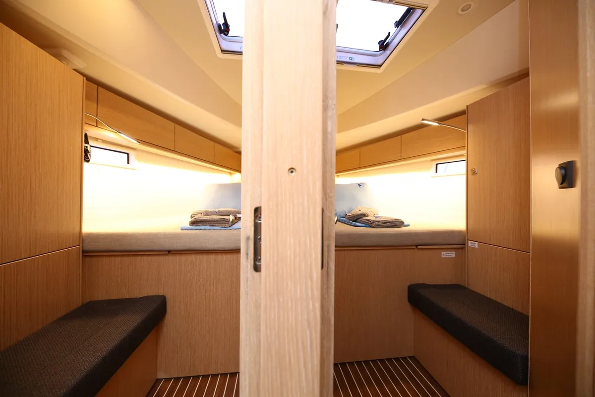 Cabin on Palolem, a Bavaria Cruiser 46 sailboat at Marmaris, Turkey