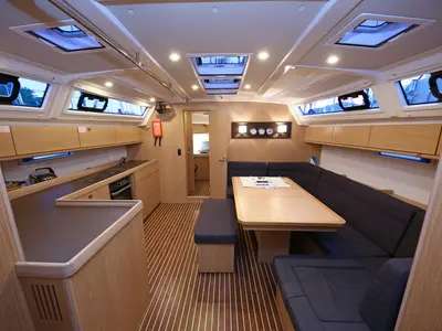 Salon of Palolem, a Bavaria Cruiser 46 sailboat at Marmaris, Turkey