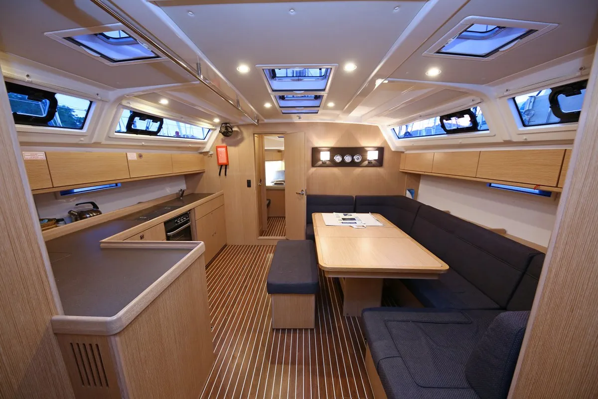 Salon of Palolem, a Bavaria Cruiser 46 sailboat at Marmaris, Turkey