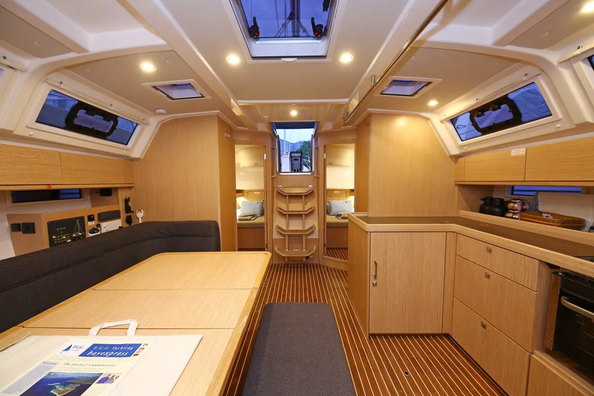 Salon of Palolem, a Bavaria Cruiser 46 sailboat at Marmaris, Turkey