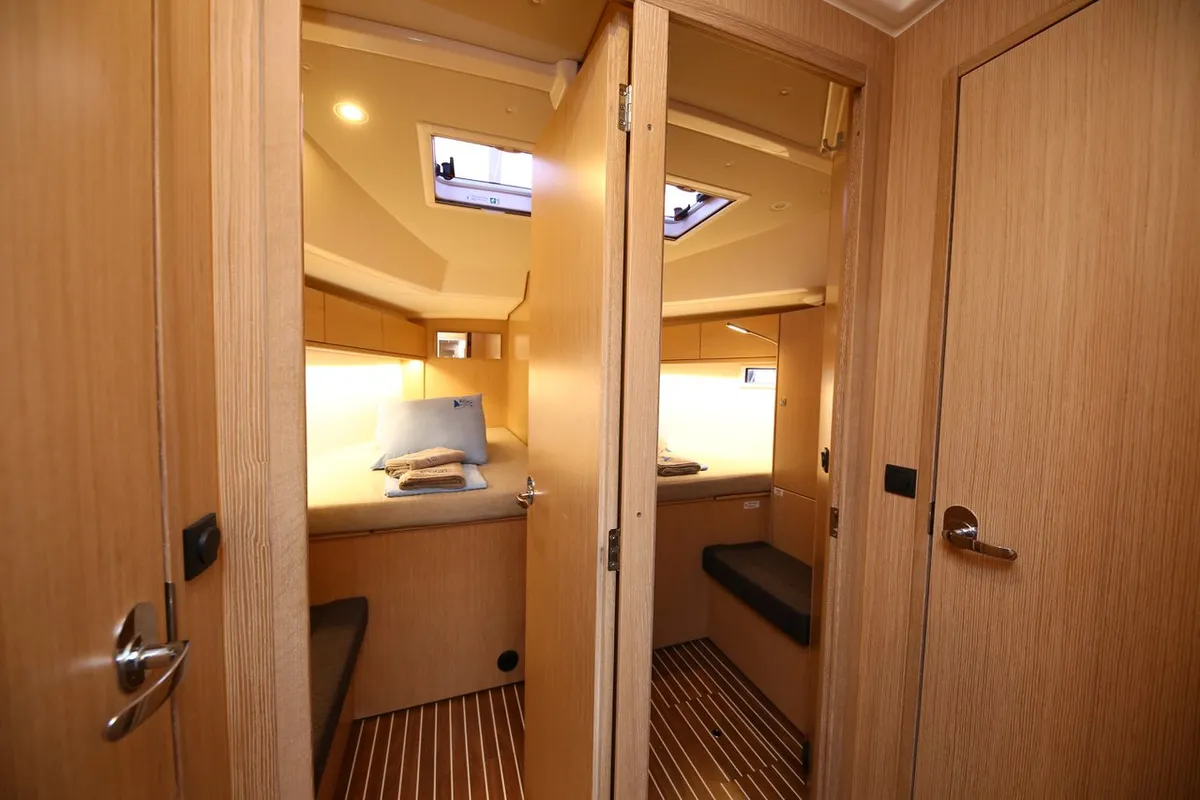 Cabin on Palolem, a Bavaria Cruiser 46 sailboat at Marmaris, Turkey