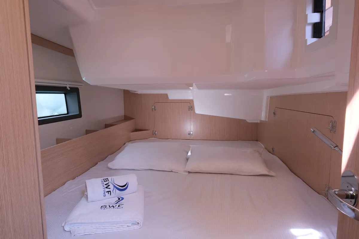 Cabin on Coral, a Bavaria C38 sailboat at Fethiye, Turkey
