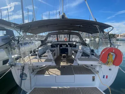 Cockpit of Odyssee, a Hanse 388 sailboat at Hyères, France