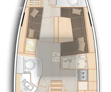 Floor plan of Odyssee, a Hanse 388 sailboat at Hyères, France