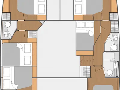 Floor plan of Anna Isabella, a Fountaine Pajot Saba 50 catamaran at Roche Caiman, Seychelles