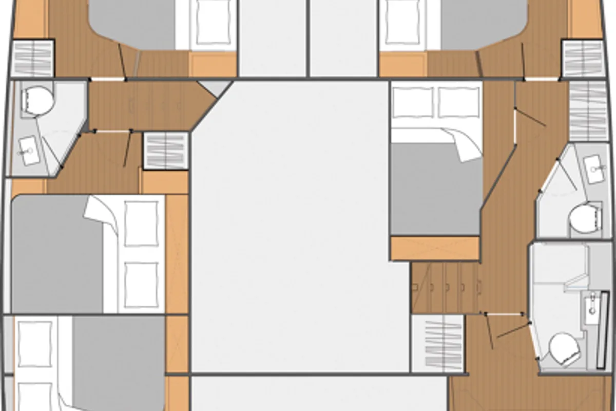 Floor plan of Anna Isabella, a Fountaine Pajot Saba 50 catamaran at Roche Caiman, Seychelles