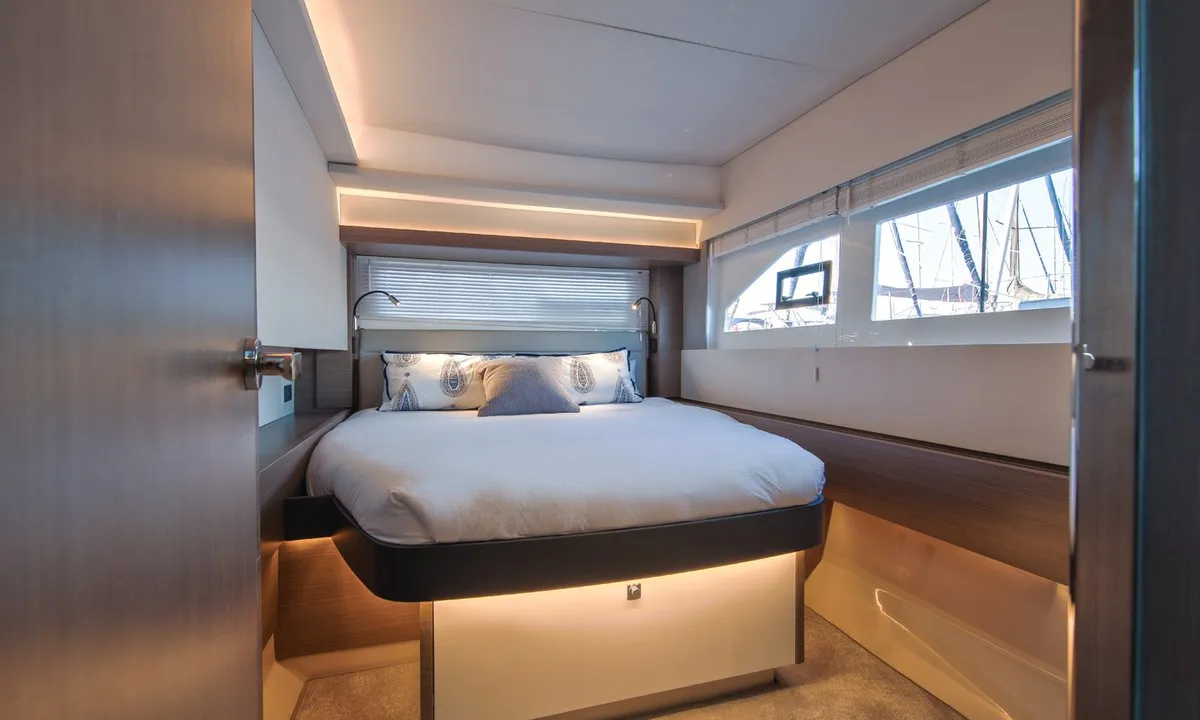 Cabin on Anna Isabella, a Fountaine Pajot Saba 50 catamaran at Roche Caiman, Seychelles