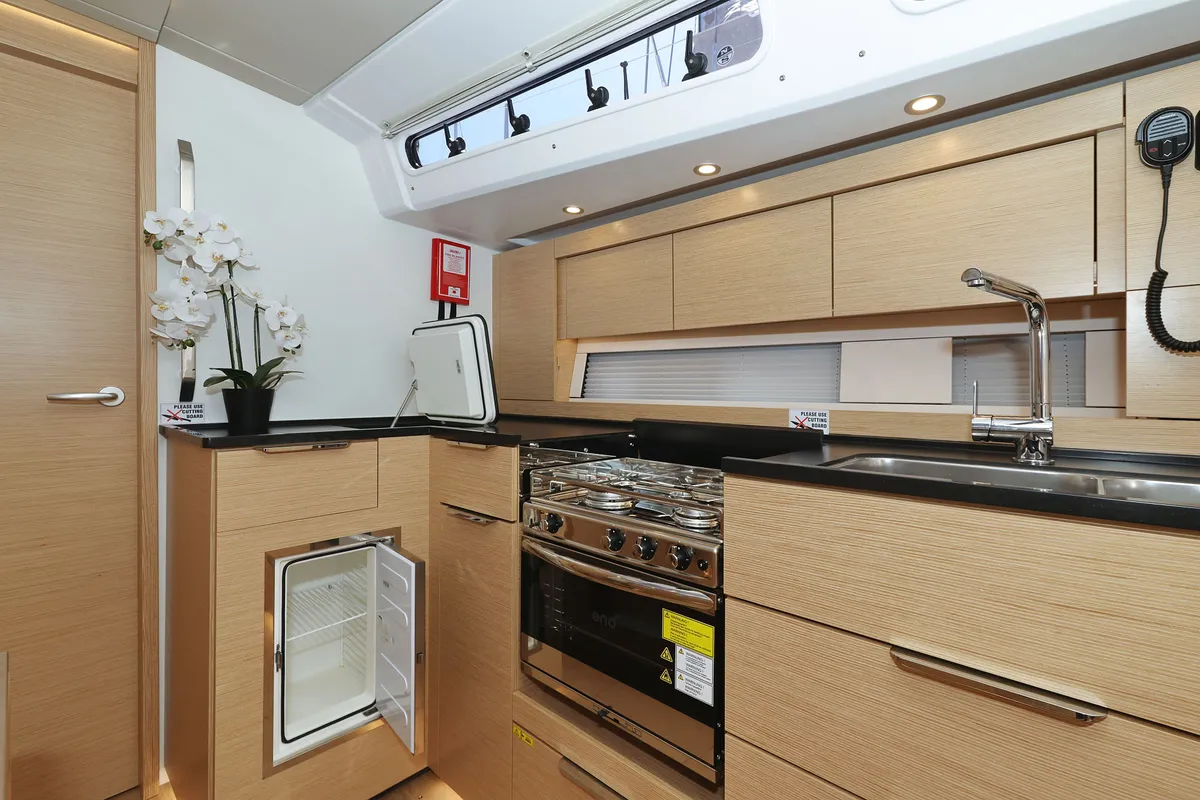 Galley of Kontrari - OW, a Hanse 460 sailboat at Grad Biograd na Moru, Croatia