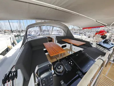 Deck of Kontrari - OW, a Hanse 460 sailboat at Grad Biograd na Moru, Croatia