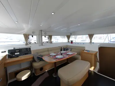Galley of Fantasy, a Lagoon 420 catamaran at Athens, Greece