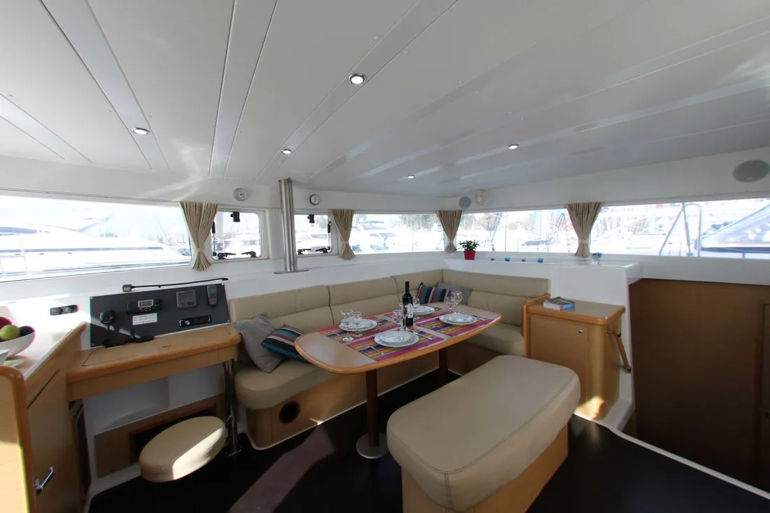 Galley of Fantasy, a Lagoon 420 catamaran at Athens, Greece