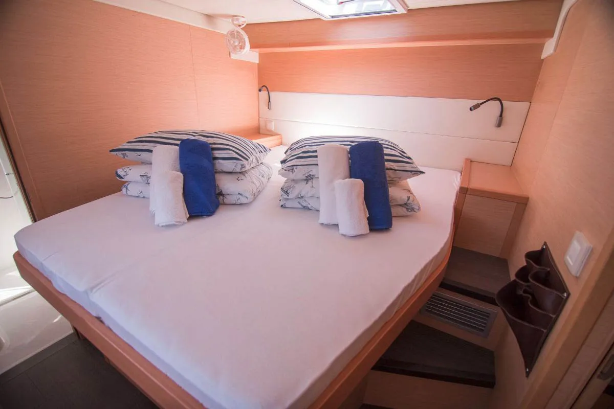 Cabin on Costabella , a Lagoon 52 F catamaran at Roche Caiman, Seychelles