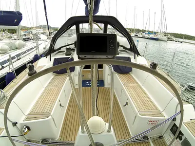 Cockpit of Pingala, a Grand Soleil 45 sailboat at Grad Šibenik, Croatia
