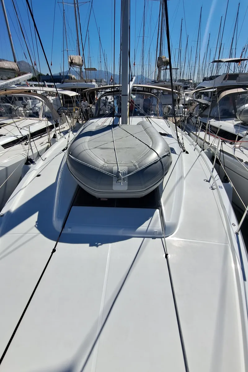 Exterior view of Mirrmurr, a Jeanneau Sun Odyssey 490 sailboat at Kaštela, Croatia