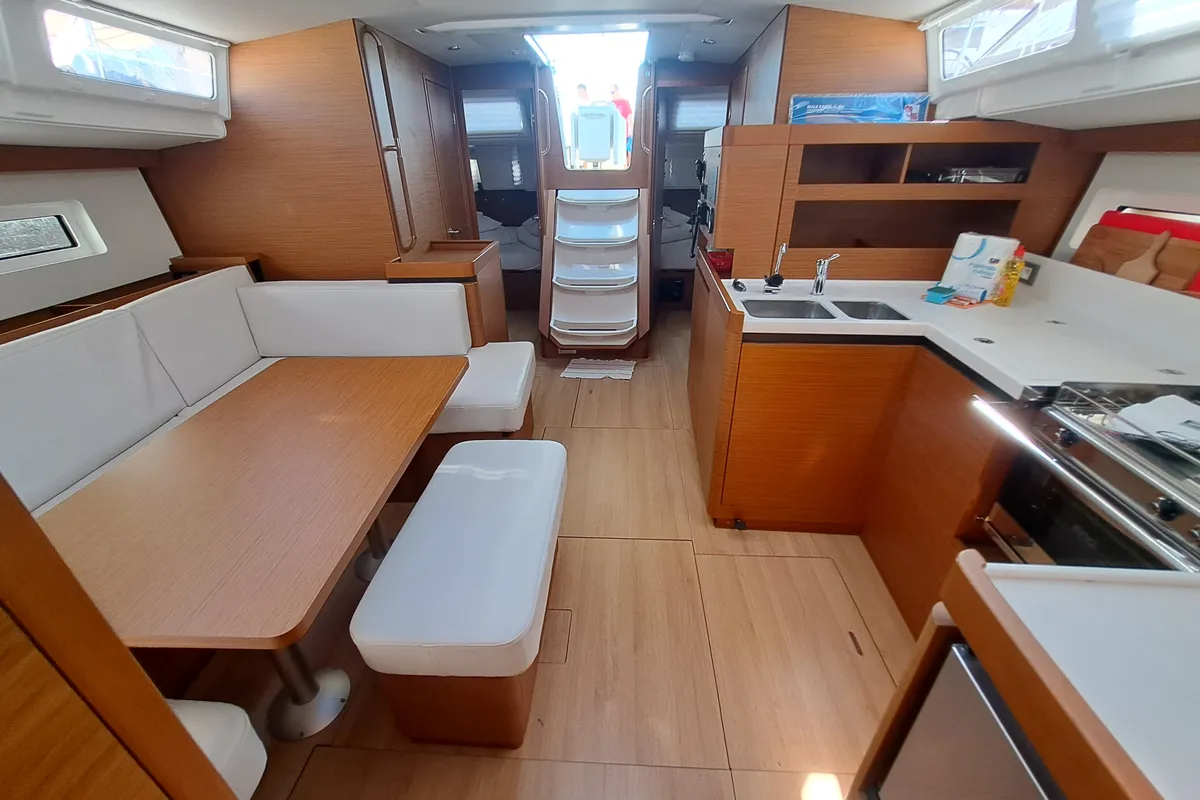Galley of Mirrmurr, a Jeanneau Sun Odyssey 490 sailboat at Kaštela, Croatia