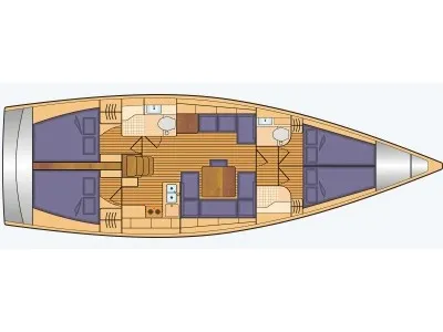 Floor plan of FIFTEEN, a Hanse 458 sailboat at Fisksätra, Sweden