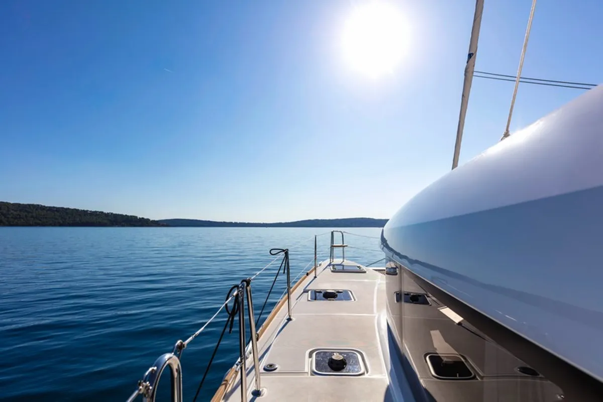 Deck of Zagvozd, a Lagoon 40 catamaran at Grad Kaštela, Croatia