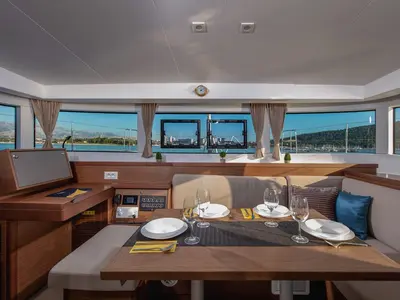 Salon of Zagvozd, a Lagoon 40 catamaran at Grad Kaštela, Croatia
