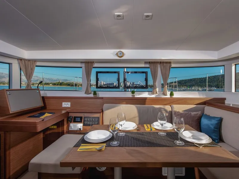 Salon of Zagvozd, a Lagoon 40 catamaran at Grad Kaštela, Croatia