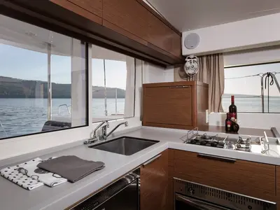 Galley of Zagvozd, a Lagoon 40 catamaran at Grad Kaštela, Croatia