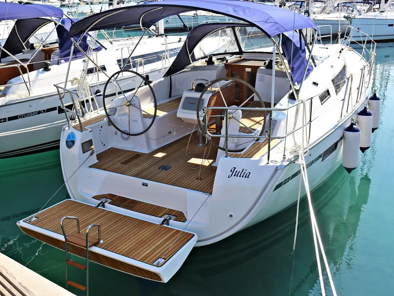 Exterior view of Julia, a Bavaria Cruiser 37 sailboat at Sukošan, Croatia