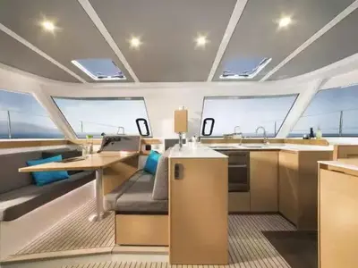 Salon of Andaman Discovery 2, a Nautitech 40 Open catamaran at Mai Khao, Thailand