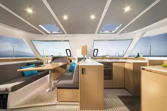 Salon of Andaman Discovery 2, a Nautitech 40 Open catamaran at Mai Khao, Thailand