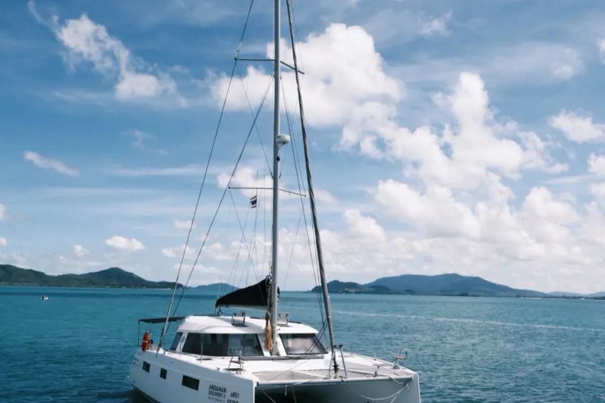 Exterior view of Andaman Discovery 2, a Nautitech 40 Open catamaran at Mai Khao, Thailand