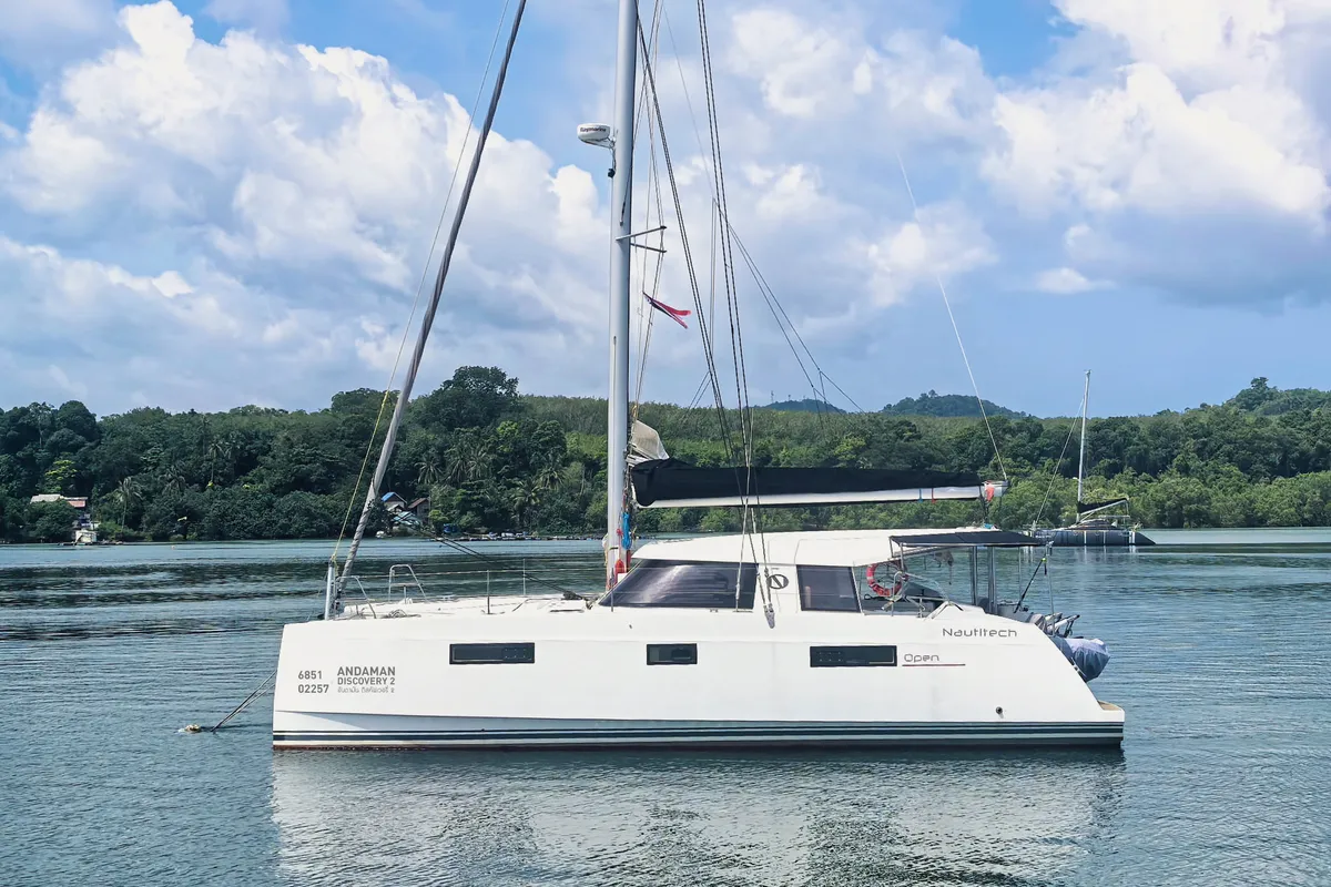 Exterior view of Andaman Discovery 2, a Nautitech 40 Open catamaran at Mai Khao, Thailand