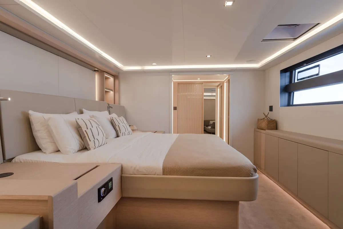 Christal Mio 80, a Fountaine Pajot Power 80 catamaran at Athens, Greece